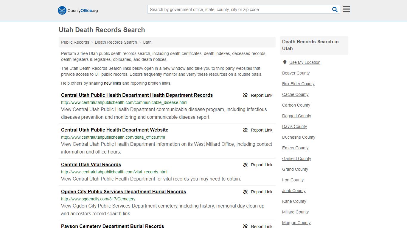 Death Records Search - Utah (Death Certificates & Indexes)